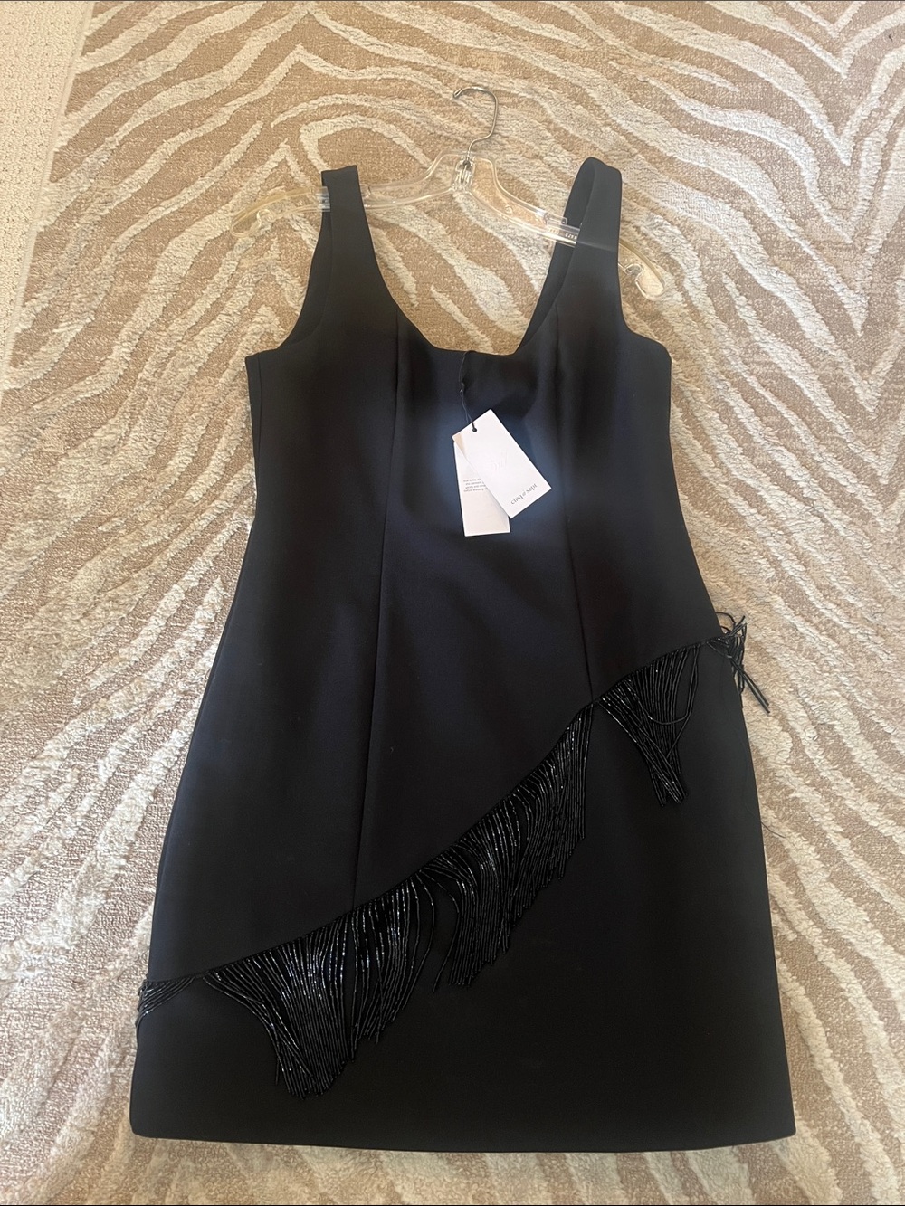 NWT! Cinq a sept, Black Fringe Detail Tank Dress! Gorgeous!